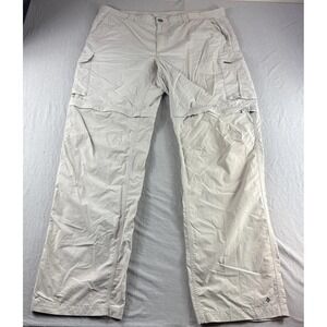 Columbia Omni Shade Convertible Cargo Pants Mens 40x34 Beige Khakis Ripstop Camp